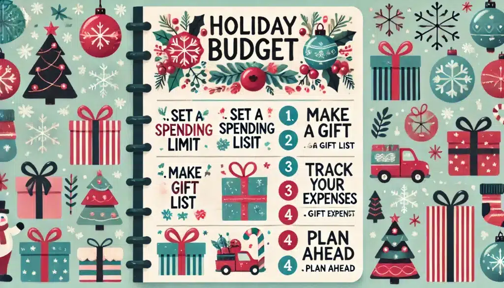 a holiday budget list with text and images