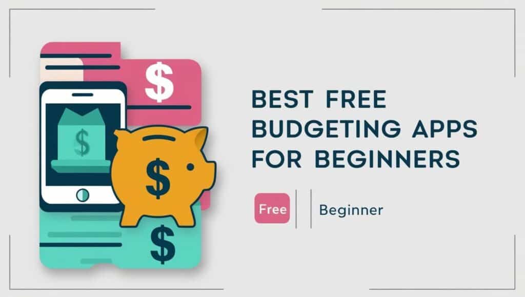 Graphic highlighting best free budgeting apps for beginners with colorful icons and minimal text.