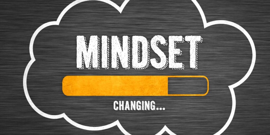 mindset changing concept on a black background stock photo