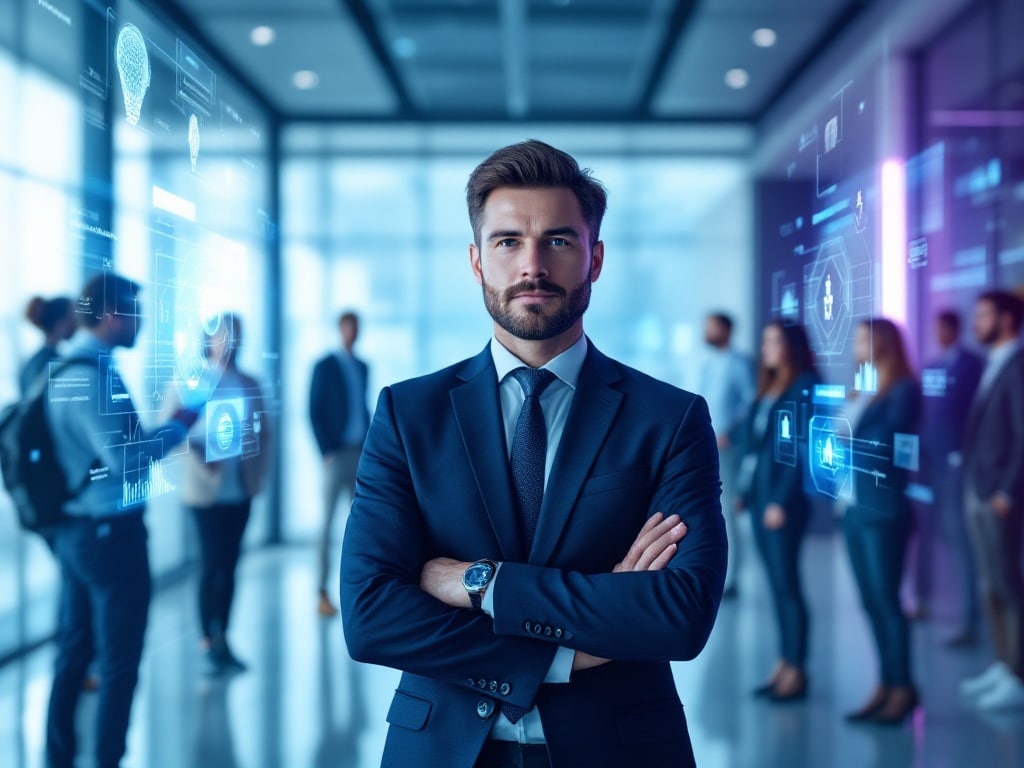 a man in a suit with his arms crossed