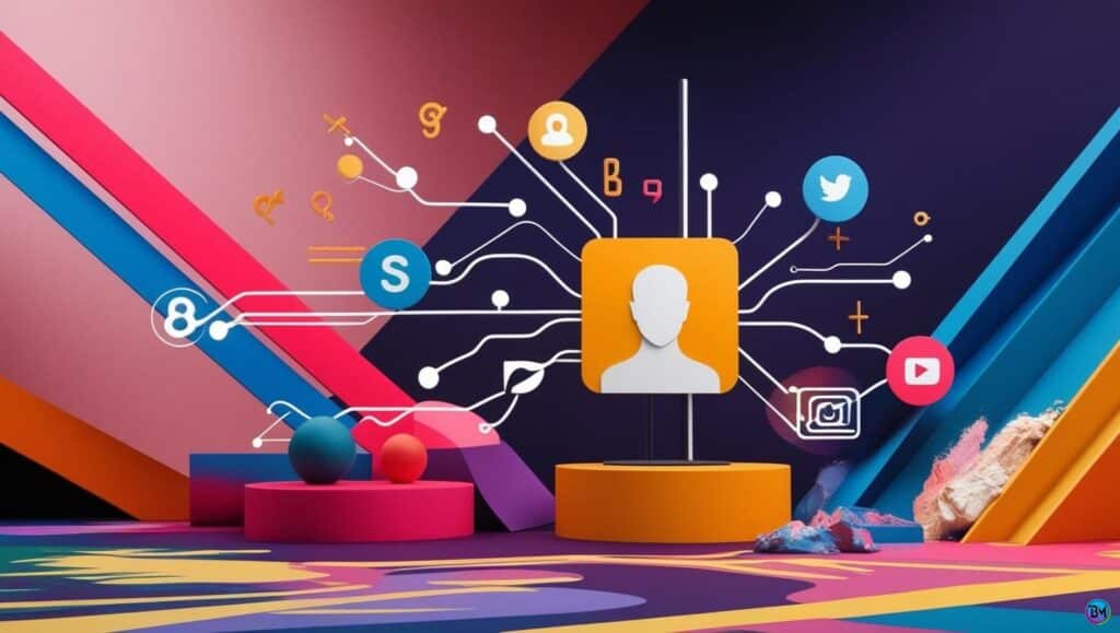 an image of social media icons on a colorful background