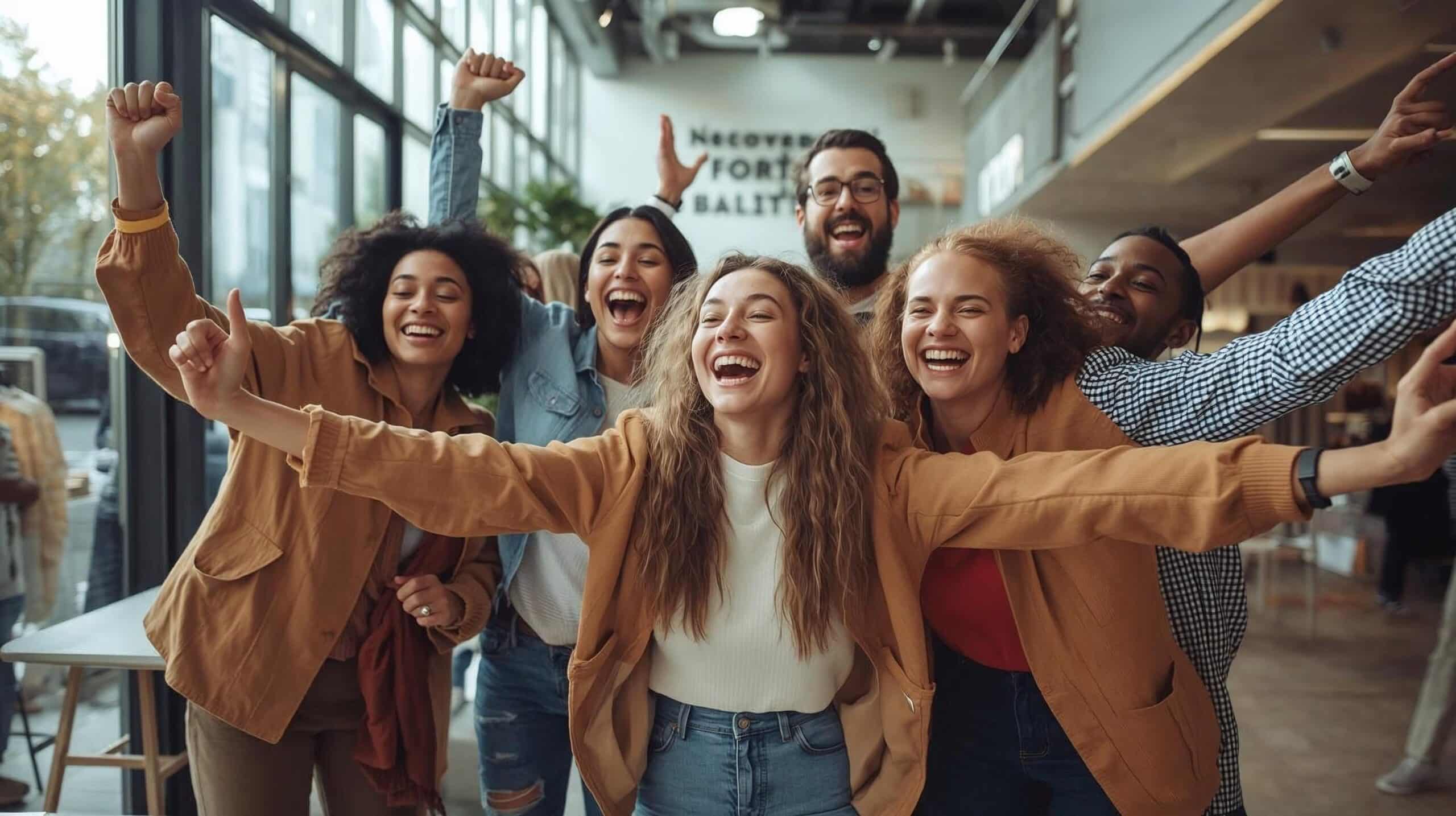 Diverse group celebrating together scaled