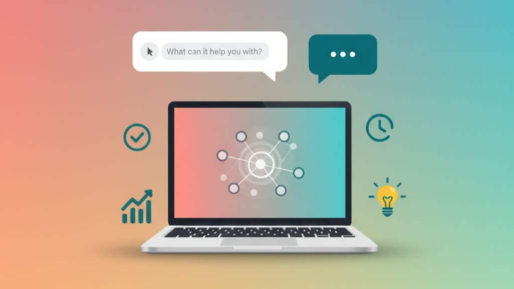 10 Ideas to Use ChatGPT: Transform Your Life, Career & Creativity 2 Laptop with chat interface and icons