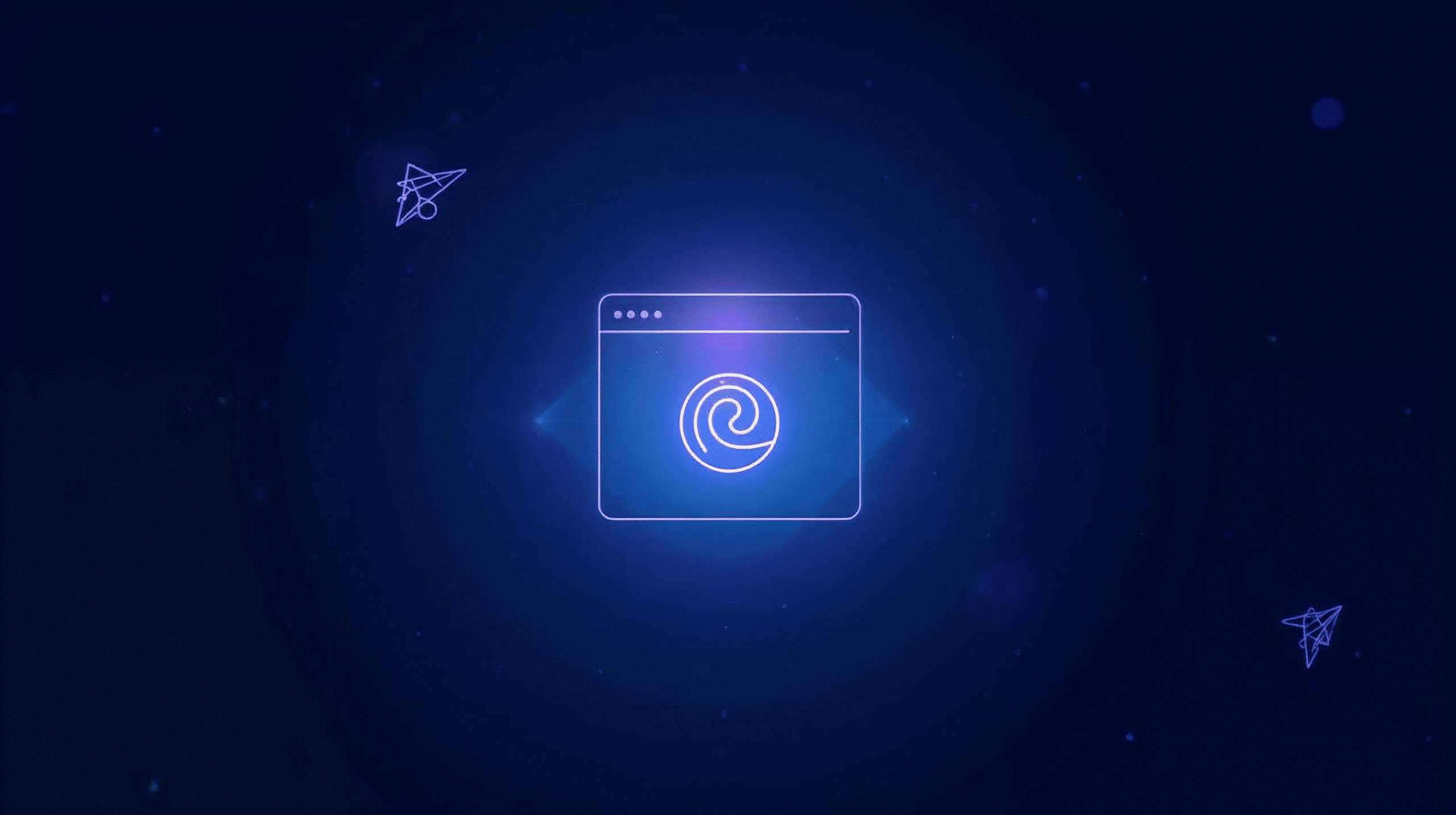Futuristic blue interface with glowing AI swirl representing ChatGPT’s new Atlas browser and AI-first web browsing technology.
