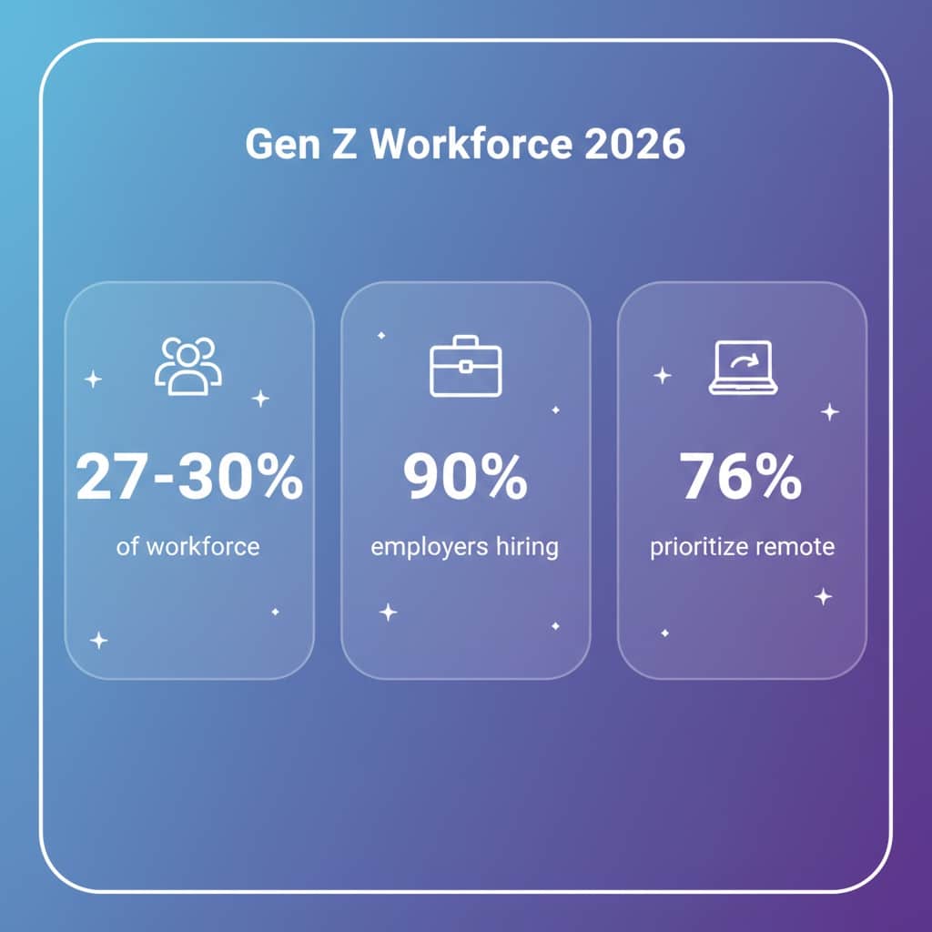 Gen Z Best Careers 2026: 5 Data-Backed Moves to Win 4 Gen Z workforce statistics 2026 showing 27% of workforce and 90% employer hiring rates