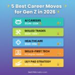 Gen Z Best Careers 2026: 5 Data-Backed Moves to Win 3 Infographic showing Gen Z best careers 2026 with salary data and growth projections for AI, trades, healthcare
