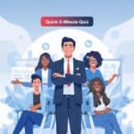 Modern Leadership Style Quiz – Discover Your Style in 5 Minutes 2 Pinterest graphic featuring a modern illustration of a leader guiding a hybrid team with AI elements, with text saying Discover Your Leadership Style – 5-Minute Quiz.