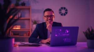 Founder using AI business idea prompts on a laptop to turn an idea into a launch-ready plan