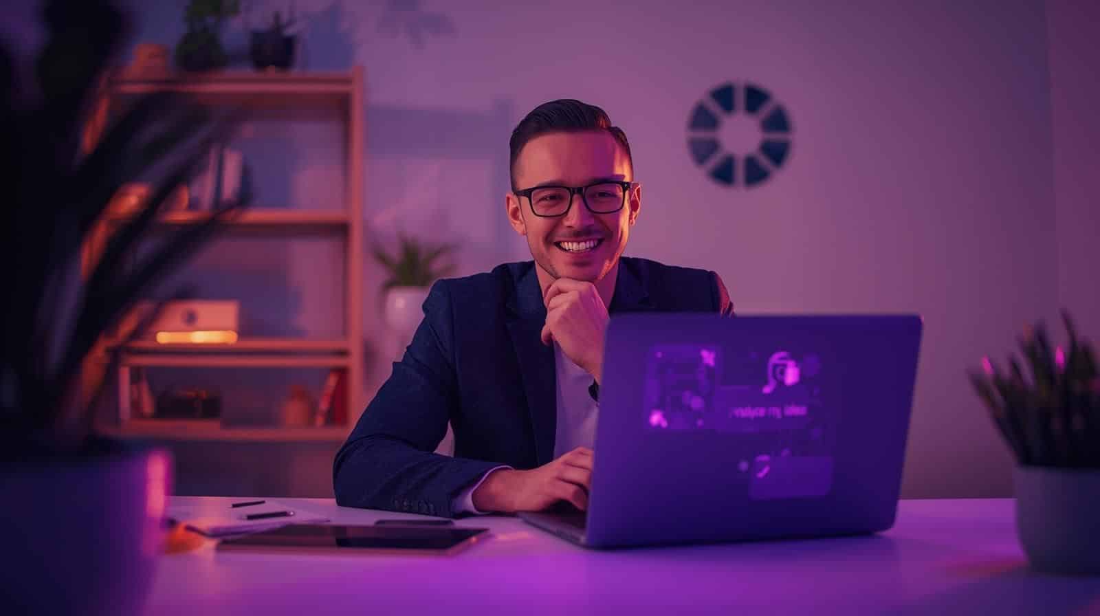 Founder using AI business idea prompts on a laptop to turn an idea into a launch-ready plan