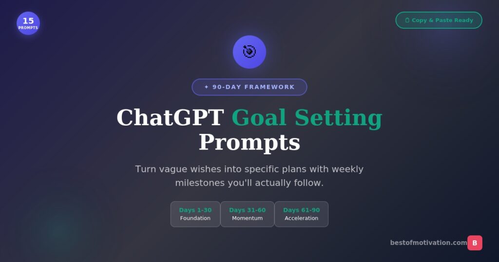 ChatGPT goal setting prompts - 15 prompts for building a 90-day plan with milestones