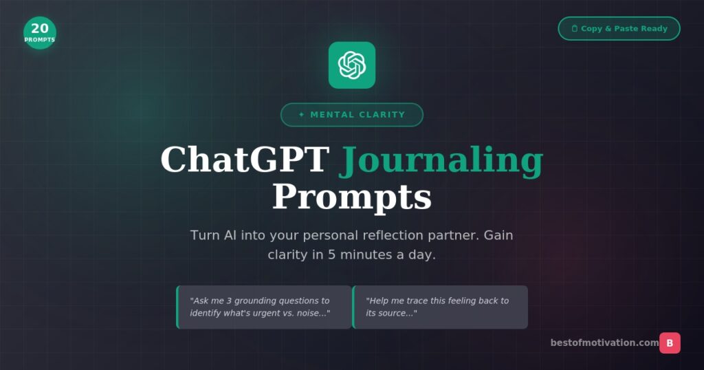 ChatGPT journaling prompts for mental clarity - 20 copy-paste ready prompts
