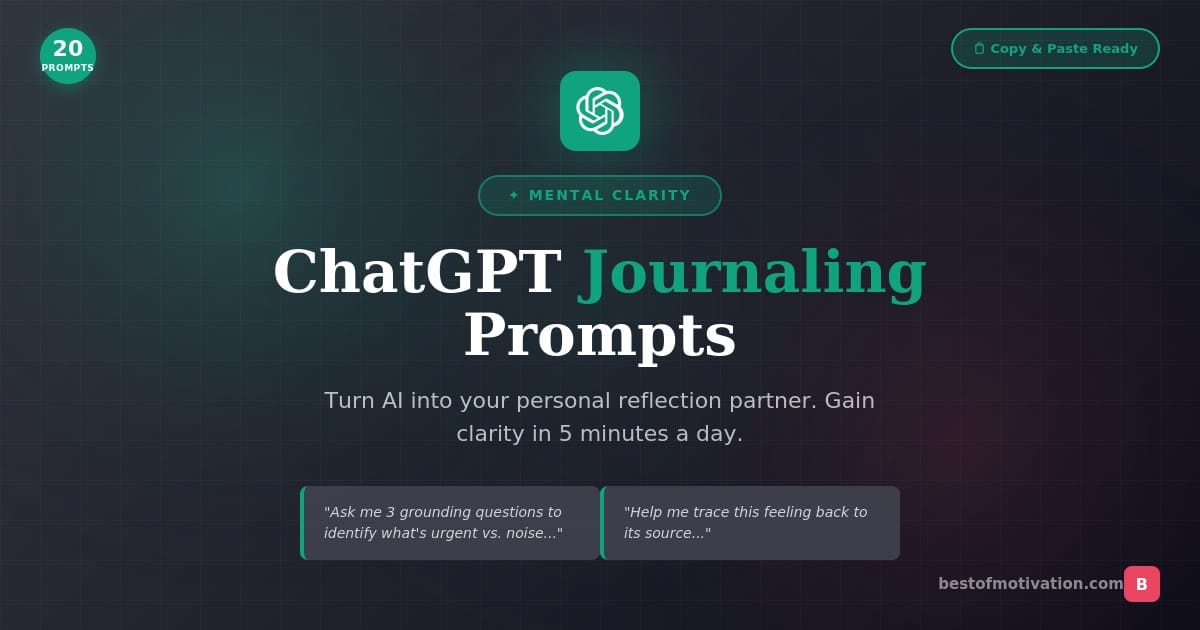 ChatGPT journaling prompts for mental clarity - 20 copy-paste ready prompts
