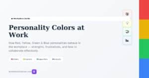 Personality colors at work - how Red Yellow Green Blue personality types behave in the workplace with strengths frustrations and collaboration tips