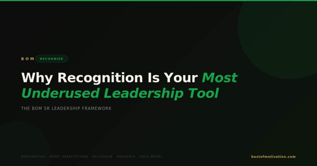 BOM Recognise — Why Recognition Is Your Most Underused Leadership Tool — 5R Leadership Framework by Best of Motivation