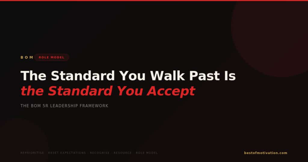 BOM Role Model — The Standard You Walk Past Is the Standard You Accept — 5R Leadership Framework by Best of Motivation