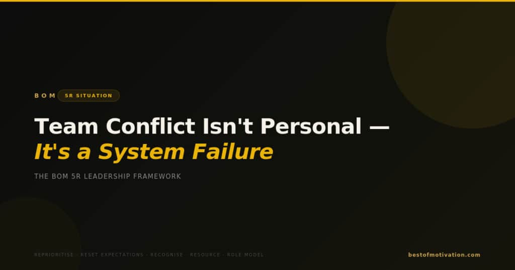 BOM 5R Situation — Team Conflict Isn't Personal It's a System Failure — 5R Leadership Framework by Best of Motivation