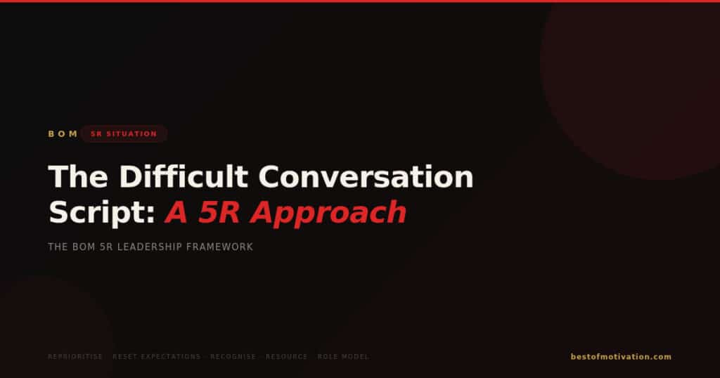 Stop avoiding the conversation. Use this 5R-based script to prepare, deliver, and follow up on tough talks — adapted by personality type.