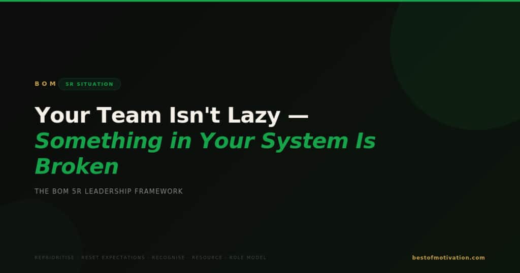 BOM 5R Situation — Your Team Isn't Lazy Something in Your System Is Broken — 5R Leadership Framework by Best of Motivation
