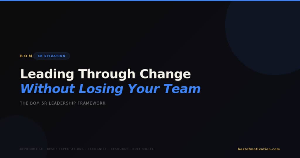 BOM 5R Situation — Leading Through Change Without Losing Your Team — 5R Leadership Framework by Best of Motivation