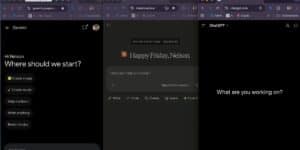 ChatGPT vs Claude vs Gemini comparison — three AI assistants open side by side on a laptop in 2026